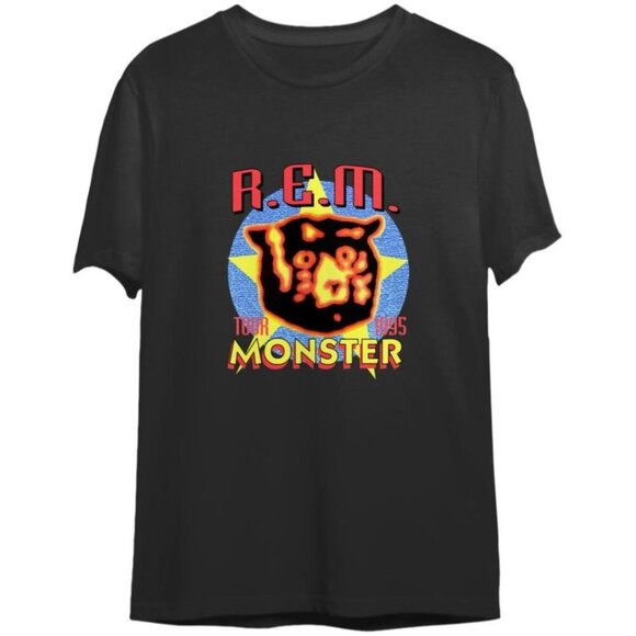 Olin D Tops - REM Monster 1995 Tour Retro Music Fan Collector Classic Album Graphic T-Shirt 91